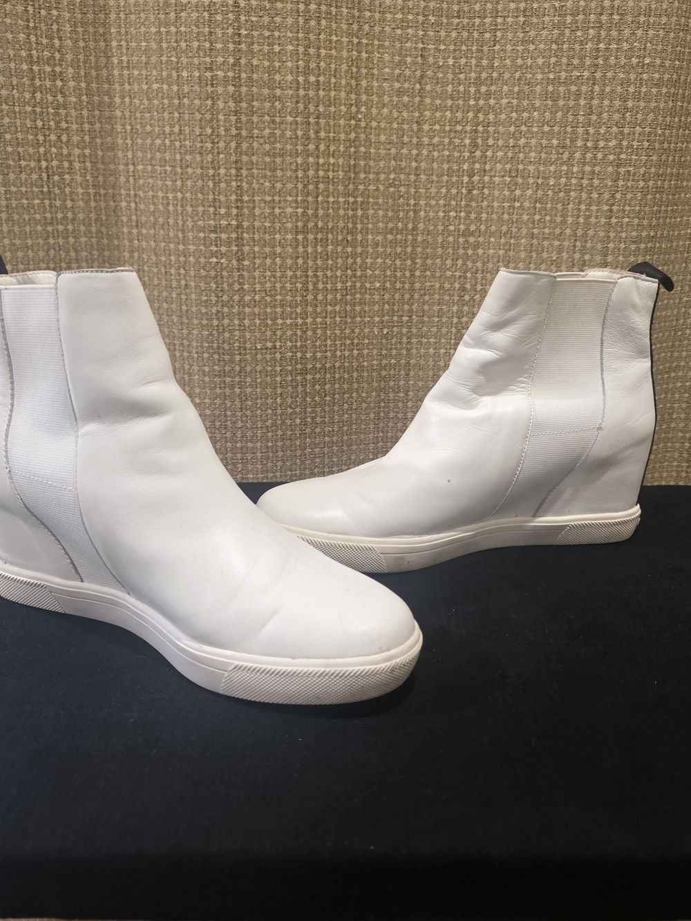 DKNYC White Wedge Chelsea Booties